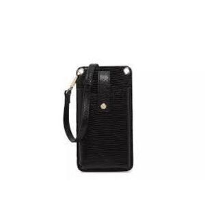 KELLY & KATIE Women’s Black Textured Faux Leather Crossbody Phone Bag NWT